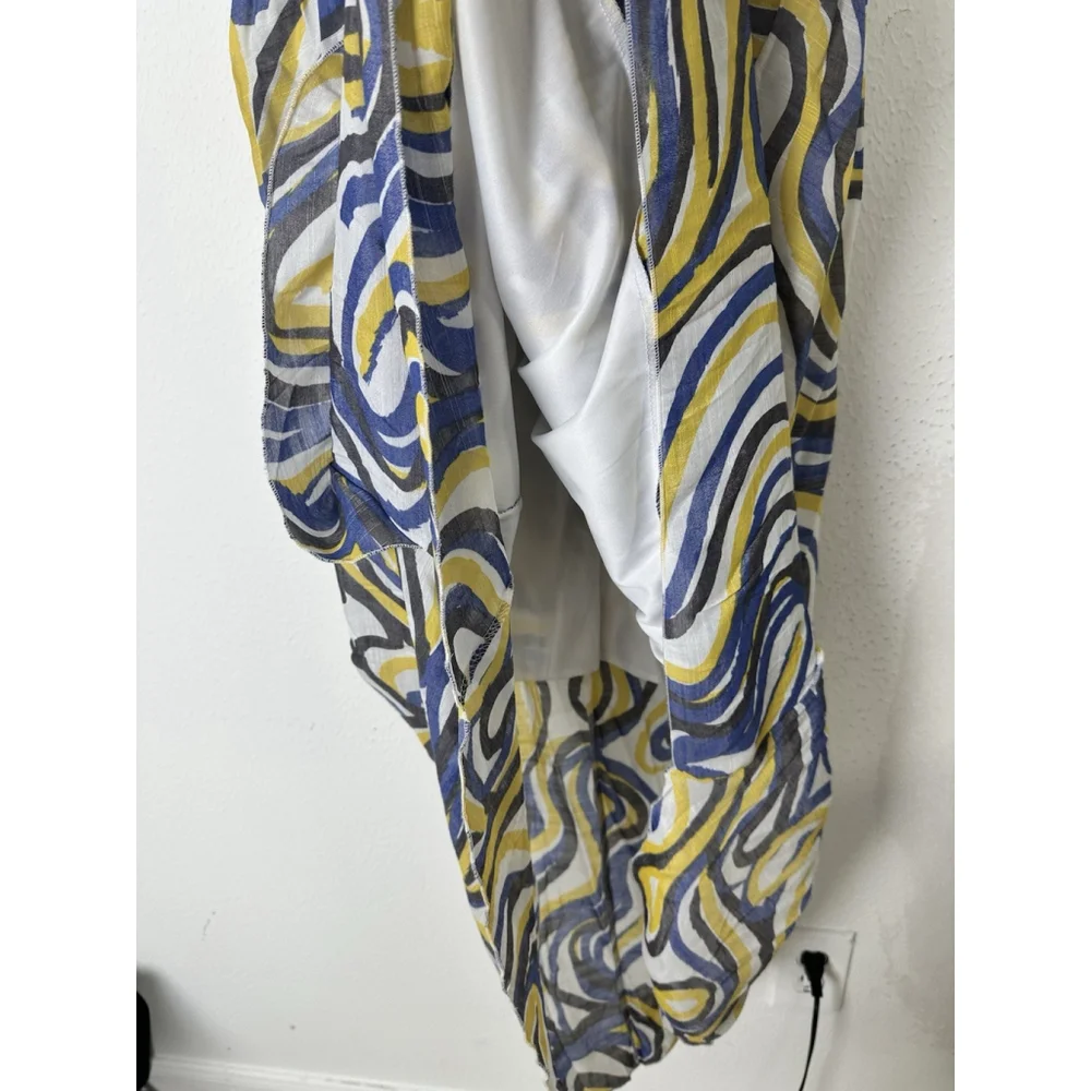 Mlle Gabrielle Halter Tiered Hi Low Maxi Dress Size 3X Abstract Boho Flowy Party - Picture 9 of 16